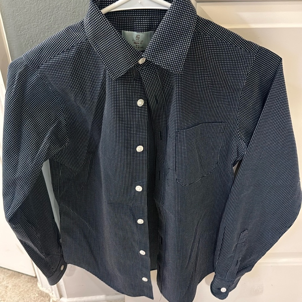 Classic Club Modern Fit Dressy Button Down Shirt